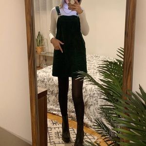 BRAND NEW F21 green corduroy overall dress